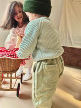 cotton cardigan blue creme