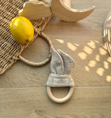 Beißring  aus zertifizierter Baumwolle und Birkenholz