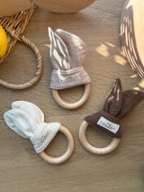 Beißring  aus zertifizierter Baumwolle und Birkenholz